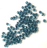 100, 4mm Faceted Montana Blue Firepolish Beads